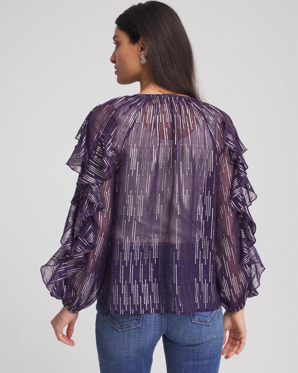 Chico's | Georgette Ruffle Sleeve Blouse/ Purple Elixir