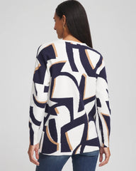 Chico's | Geo Intarsia V-Neck Tunic/ Passport Blue