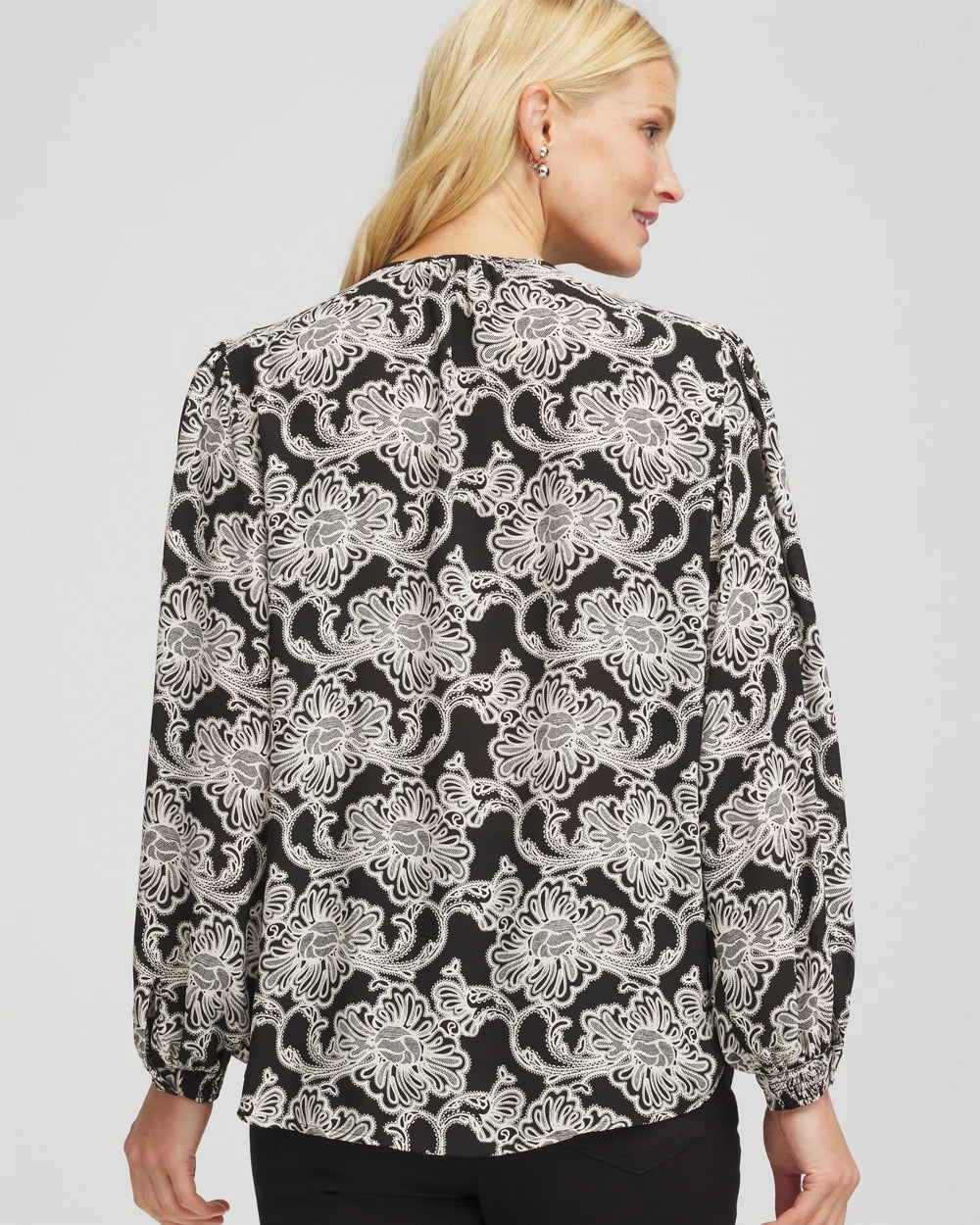 Chico's | Caviar Bead Georgette Blouse/ Black