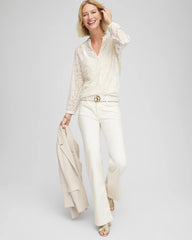 Chico's | Cream Burnout Pullover Blouse/ English Cream
