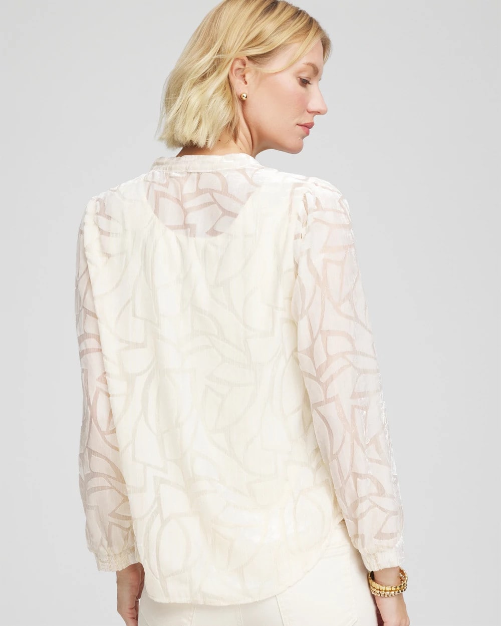 Chico's | Cream Burnout Pullover Blouse/ English Cream