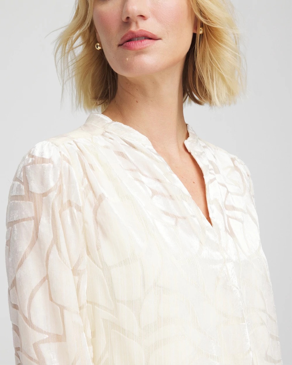 Chico's | Cream Burnout Pullover Blouse/ English Cream