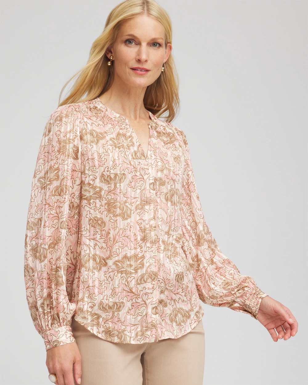 Chico's | Revival Bloom Chiffon Blouse/ Blushed