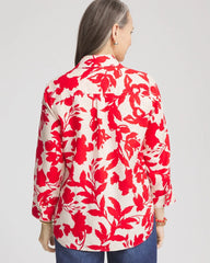 Chico's | No Iron™ Floral Linen Shirt/ Red Glow