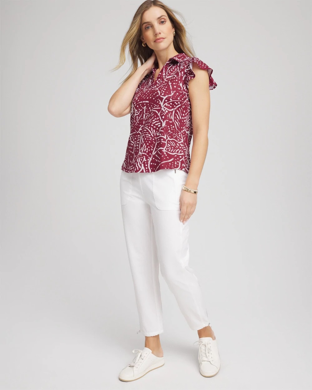 Chico's | Zenergy® UPF Printed Polo Top/ Russet Red