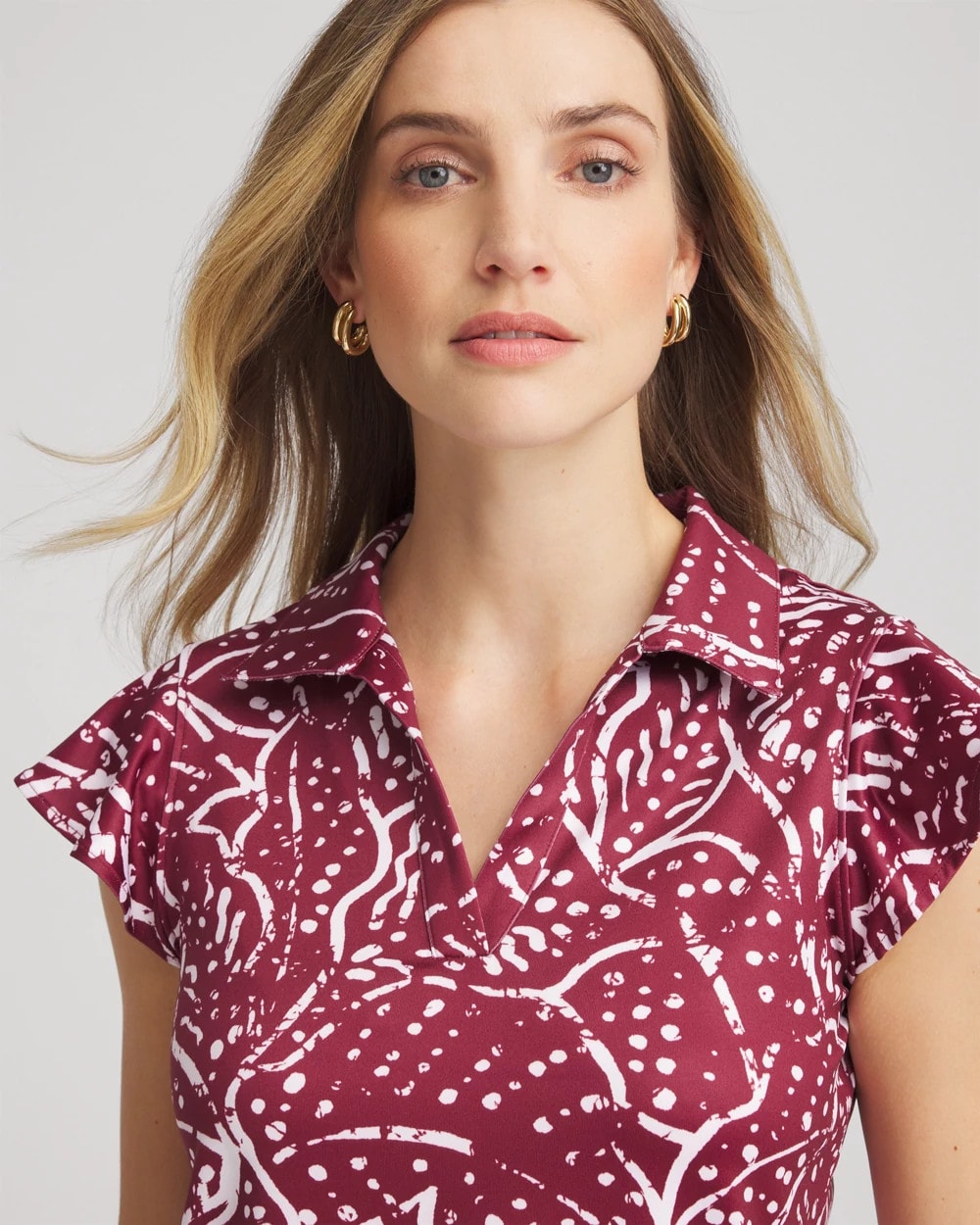 Chico's | Zenergy® UPF Printed Polo Top/ Russet Red