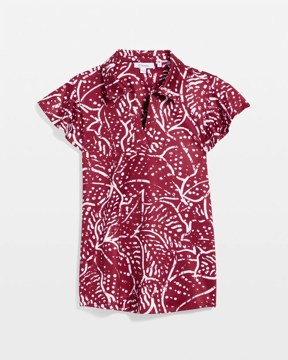 Chico's | Zenergy® UPF Printed Polo Top/ Russet Red