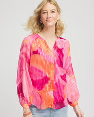 Chico's | Watercolor Classic Fit Chiffon Blouse/ Crushed Berries