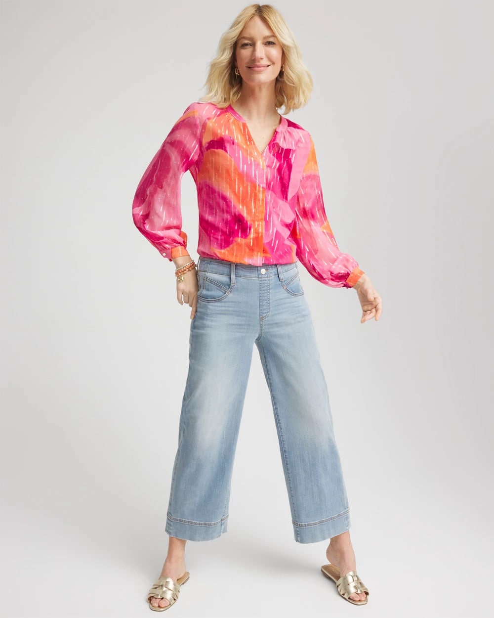 Chico's | Watercolor Classic Fit Chiffon Blouse/ Crushed Berries