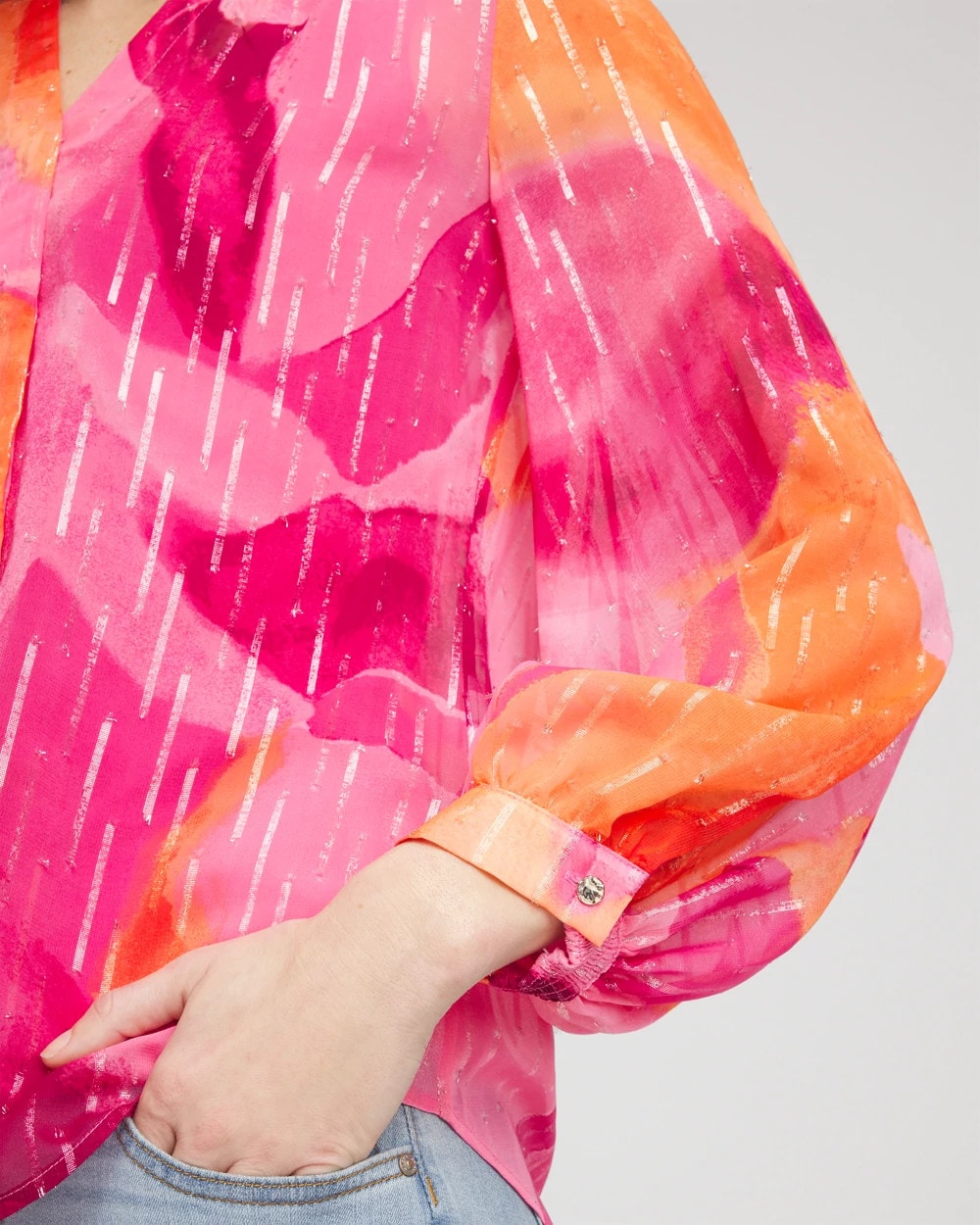 Chico's | Watercolor Classic Fit Chiffon Blouse/ Crushed Berries