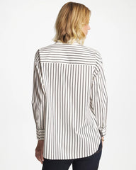 Chico's | Striped Poplin Applique Tunic/ Black