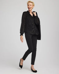 Chico's | Burnout Velvet Blouse/ Black