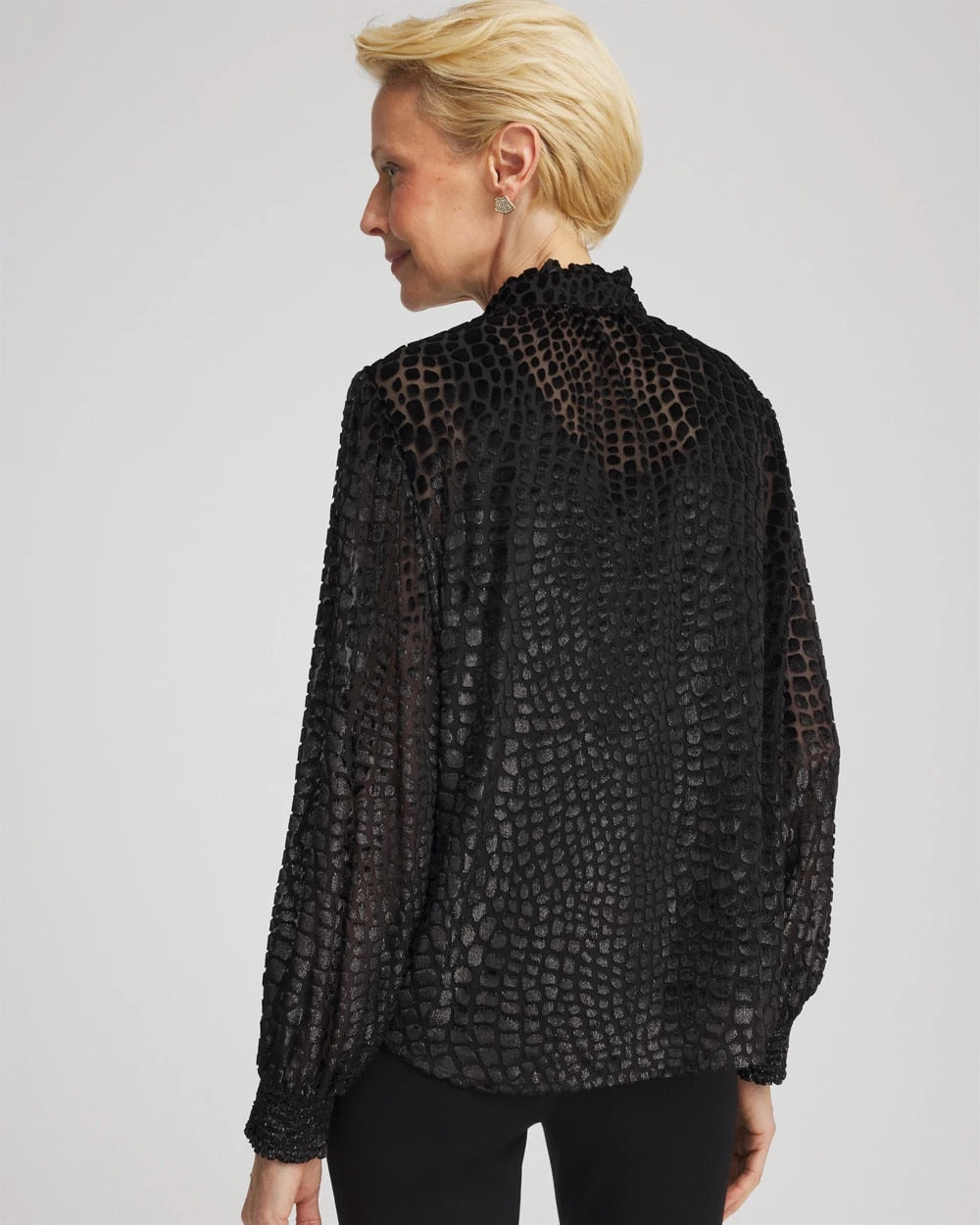 Chico's | Burnout Velvet Blouse/ Black