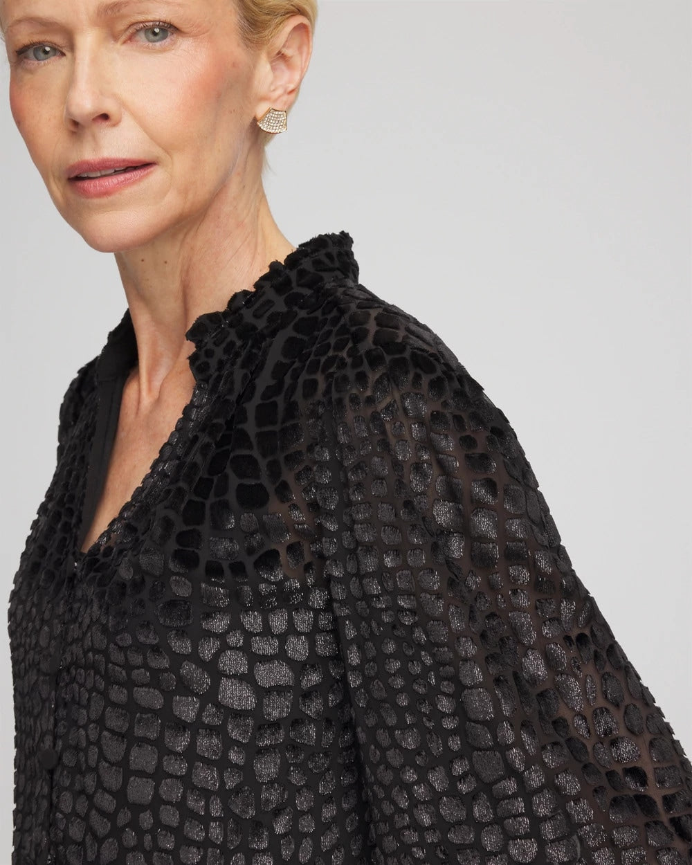 Chico's | Burnout Velvet Blouse/ Black