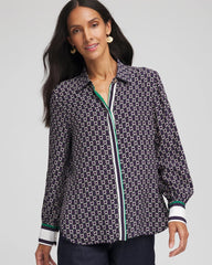 Chico's | Faux Silk Twill Shirt/ Passport Blue