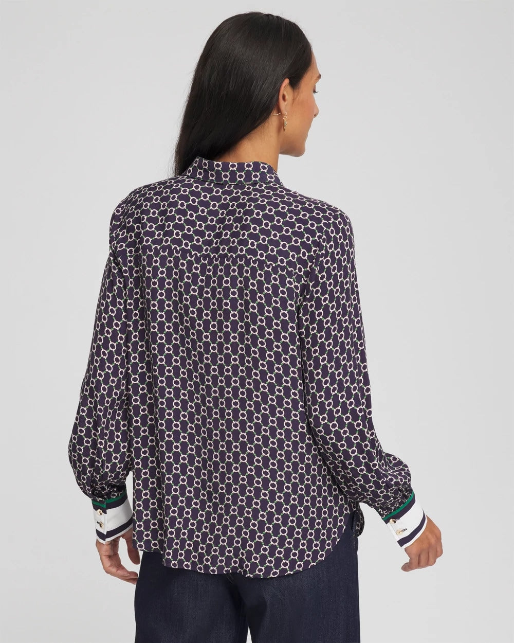 Chico's | Faux Silk Twill Shirt/ Passport Blue