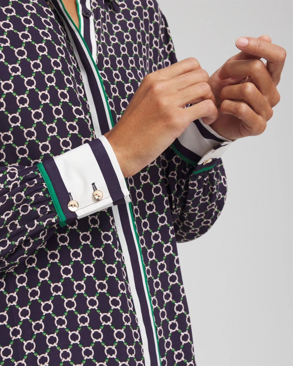 Chico's | Faux Silk Twill Shirt/ Passport Blue