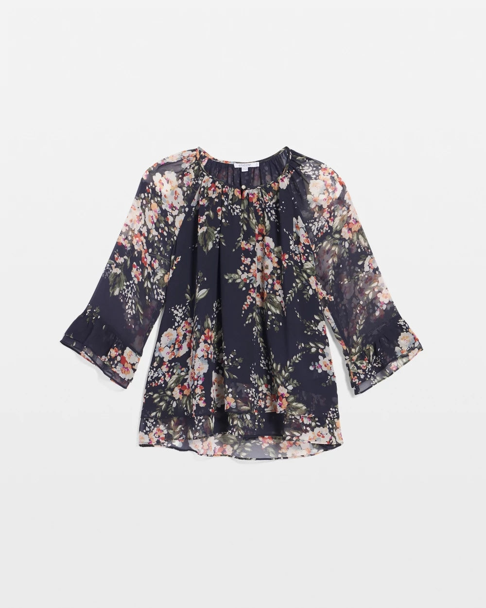Chico's | Floral Georgette Blouse/ Passport Blue