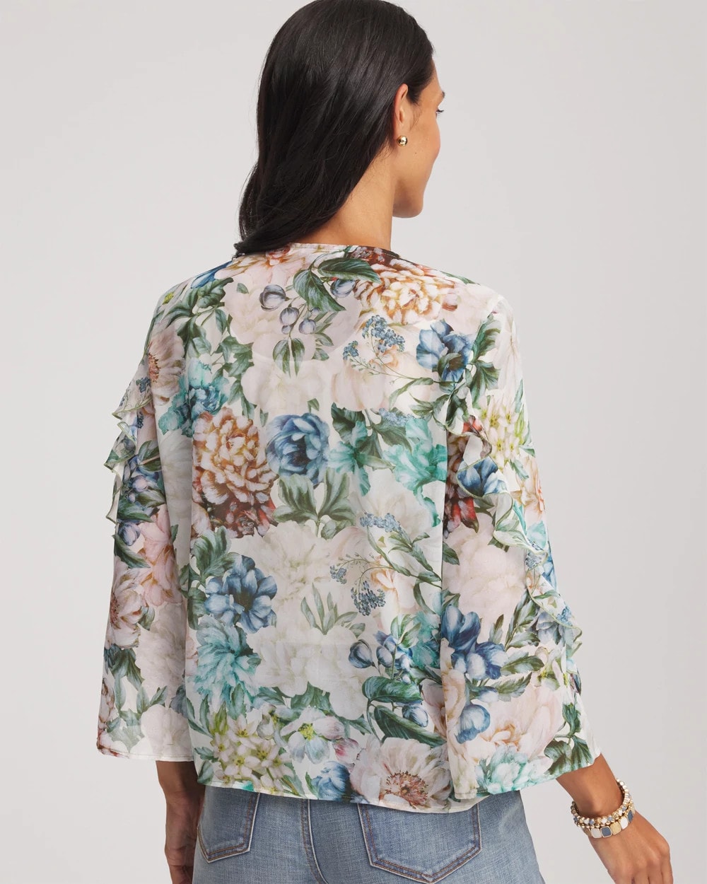 Chico's | Georgette Ruffled V-Neck Blouse/ Rose Smoke