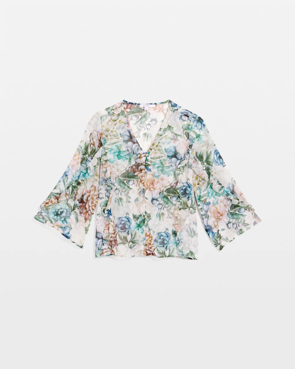 Chico's | Georgette Ruffled V-Neck Blouse/ Rose Smoke