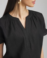 Chico's | Linen Flutter-Sleeve Popover Top/ Black