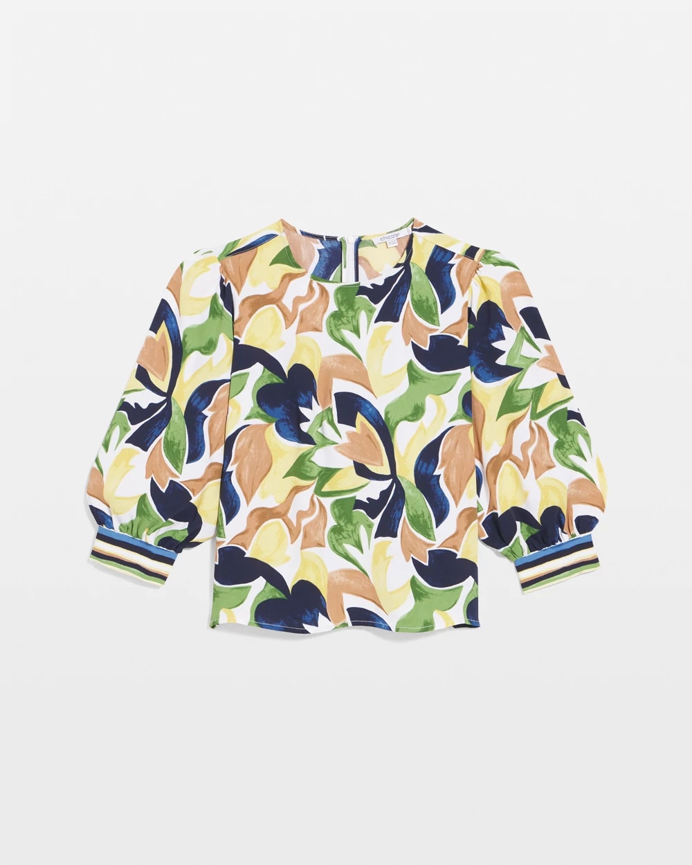 Chico's | Mod Blooms Matte Satin Pullover/ Panna Cotta