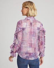 Chico's | Gingham-Print Georgette Blouse/ Gooseberry