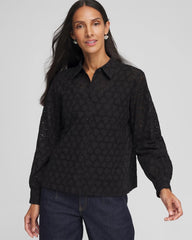 Chico's | Heart Eyelet Shirt/ Black