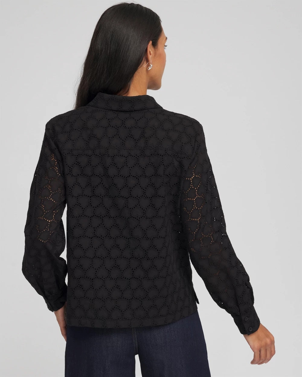 Chico's | Heart Eyelet Shirt/ Black