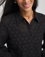 Chico's | Heart Eyelet Shirt/ Black