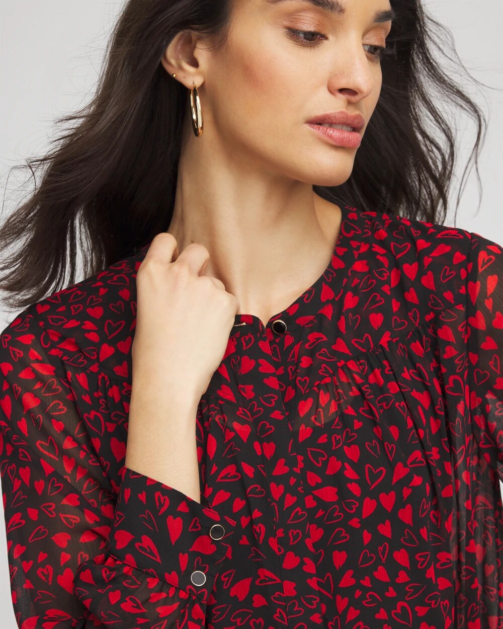 Chico's | Lover Girl Georgette Blouse/ Love Letter Red