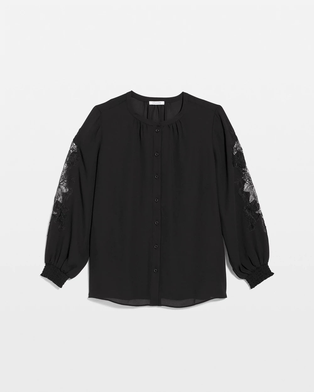 Chico's | Crepe Banded Collar Blouse/ Black