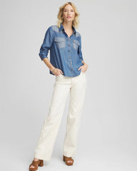 Chico's | Tencel™ Colorblock Classic-Fit Shirt/ Bailey Indigo