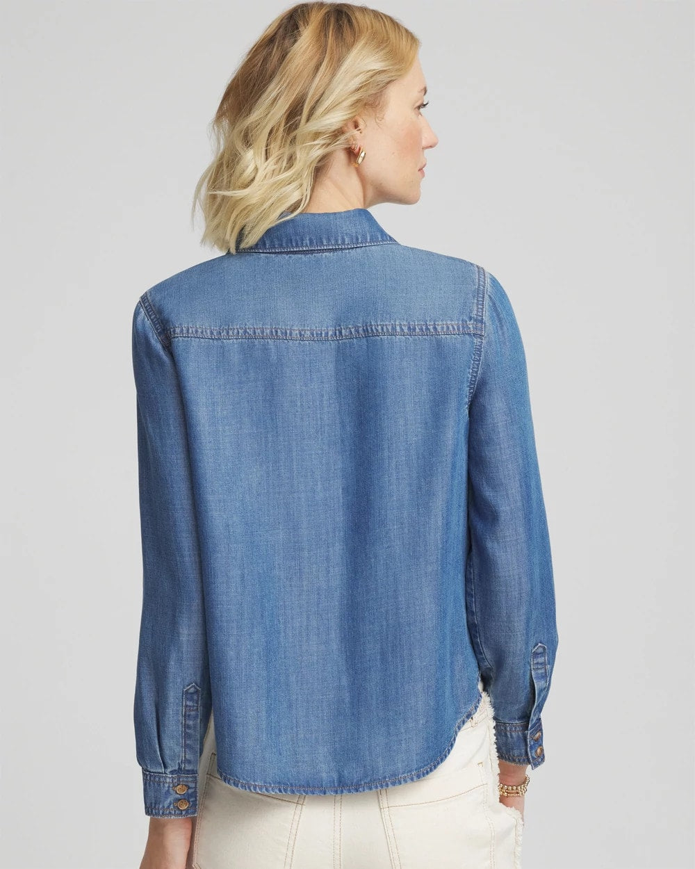 Chico's | Tencel™ Colorblock Classic-Fit Shirt/ Bailey Indigo