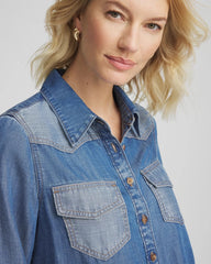 Chico's | Tencel™ Colorblock Classic-Fit Shirt/ Bailey Indigo