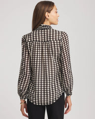 Chico's | Clip-Dot Tie-Front Blouse/ Black