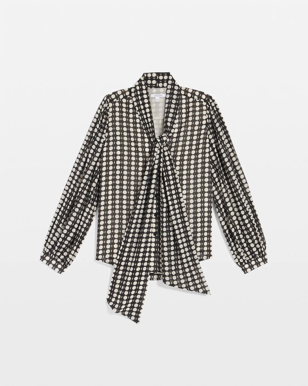 Chico's | Clip-Dot Tie-Front Blouse/ Black