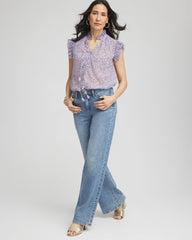 Chico's | Cheetah Print Ruffle-Collar Blouse/ Violet Aura