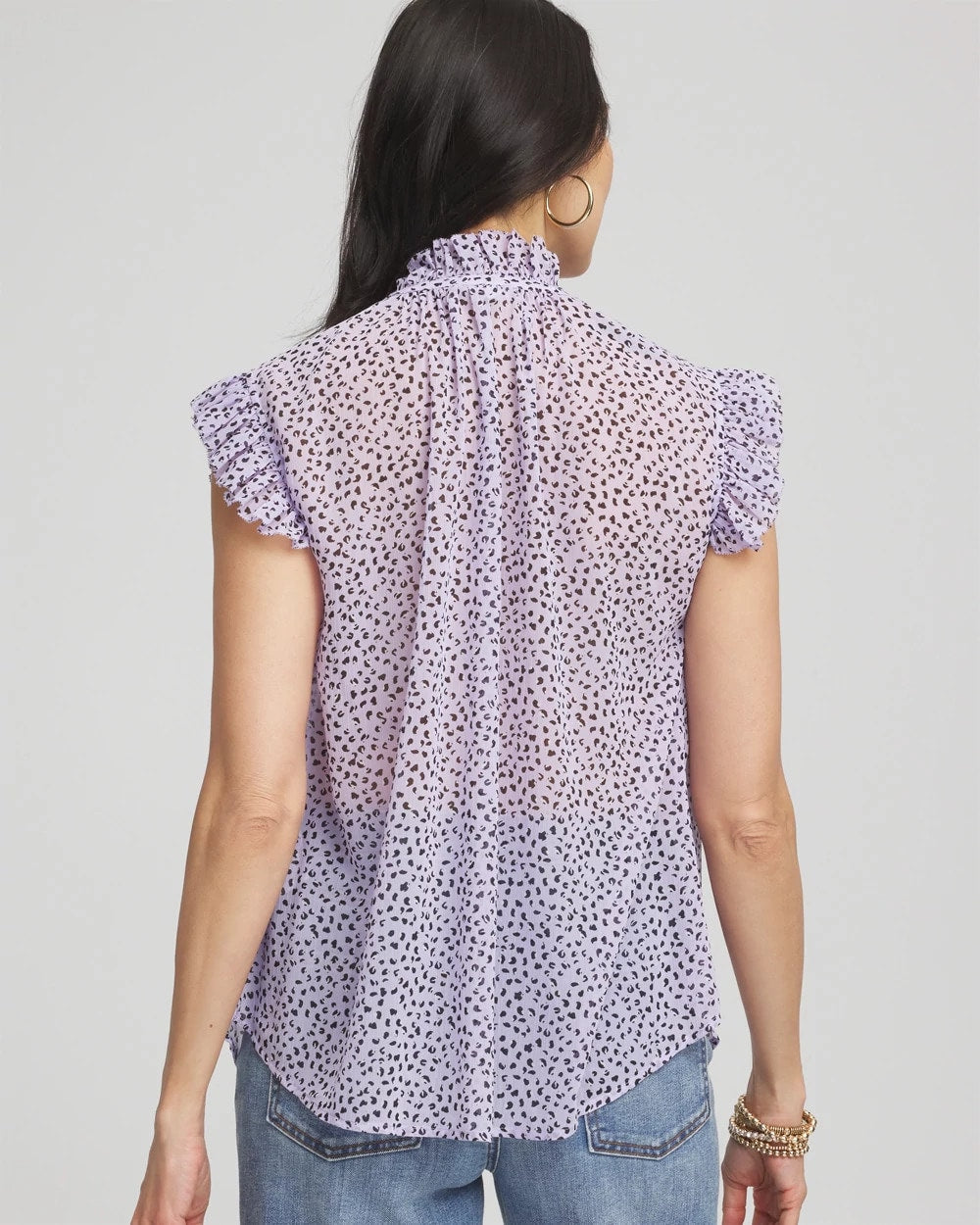 Chico's | Cheetah Print Ruffle-Collar Blouse/ Violet Aura