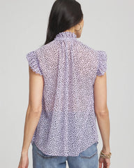 Chico's | Cheetah Print Ruffle-Collar Blouse/ Violet Aura
