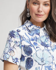Chico's | Butterfly Voile Short Sleeve Shirt/ Lush Iris