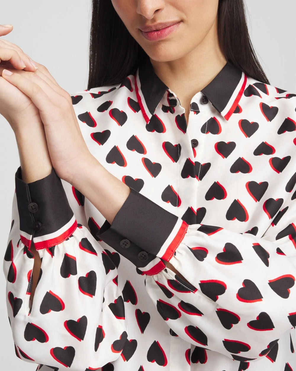 Chico's | Classic Valentine's Day Blouse/ Black