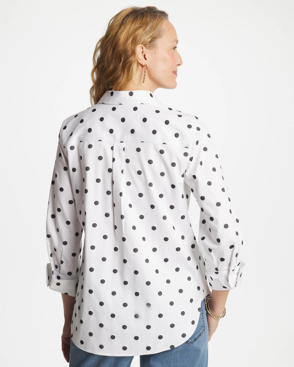 Chico's | No Iron™ Stretch Perfect Dots Shirt/ Optic White