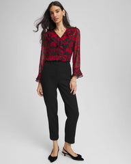 Chico's | Georgette Clip Dot Ruffle Blouse/ Carmine Red