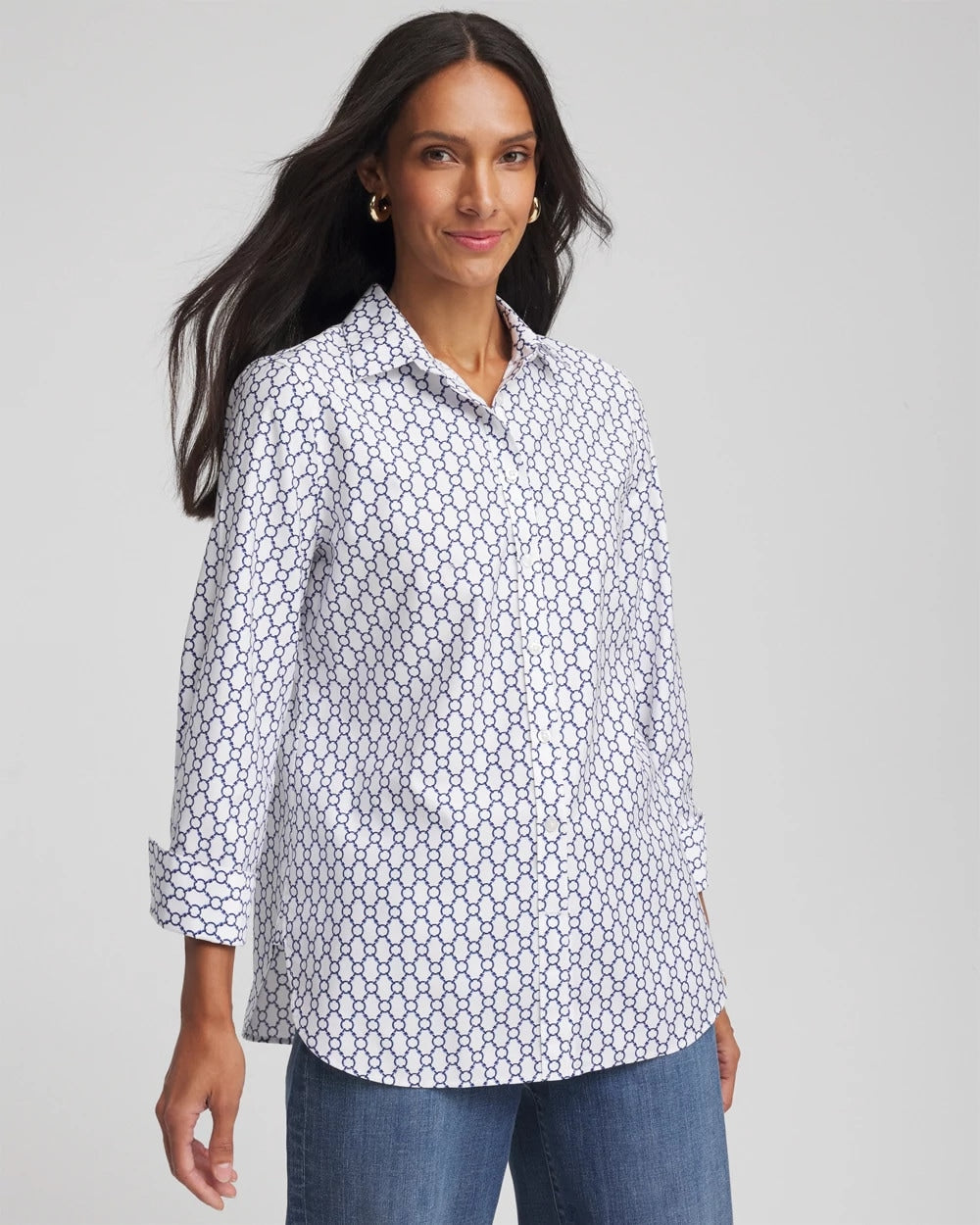 Chico's | No Iron™  Chain Connection Shirt/ Passport Blue