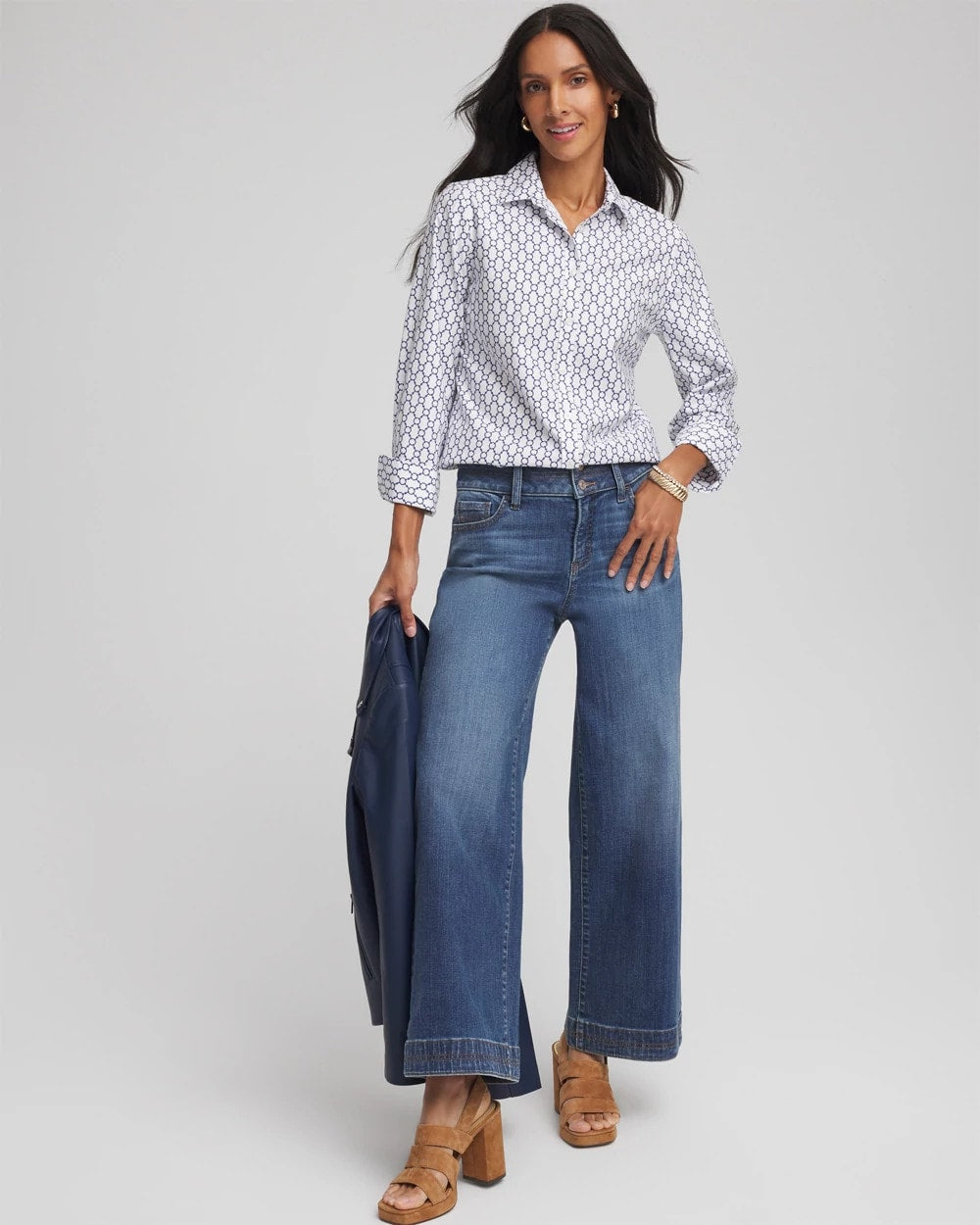 Chico's | No Iron™  Chain Connection Shirt/ Passport Blue