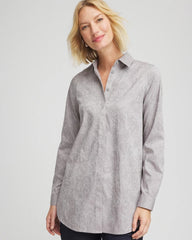 Chico's | No Iron™ Lace Jacquard Stretch Tunic/ Moon Shade Gray