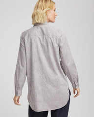 Chico's | No Iron™ Lace Jacquard Stretch Tunic/ Moon Shade Gray