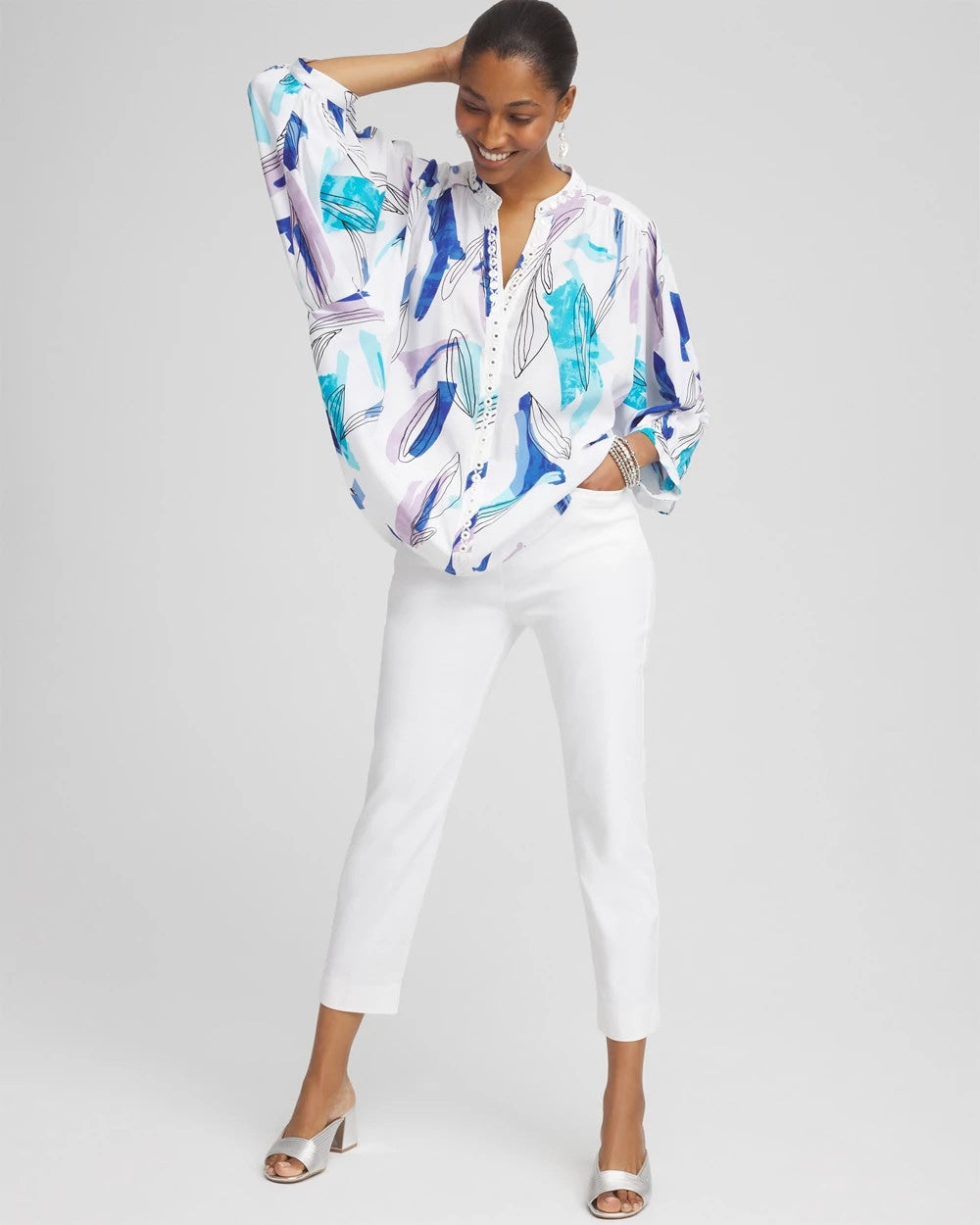 Chico's | Batwing Sleeve Top/ Paradiso Blue