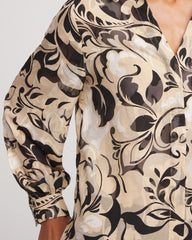 Chico's | Floral Burnout Blouson-Sleeve Blouse/ Black